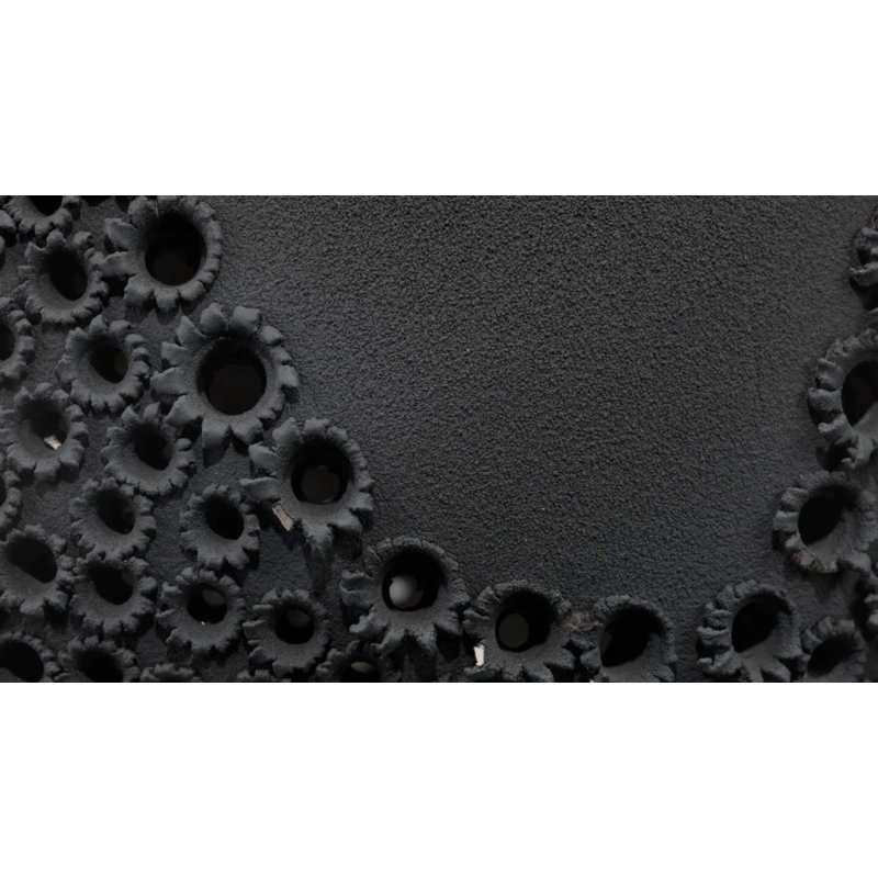 Matte Black Perforated Porcelain Decorative Table Vase