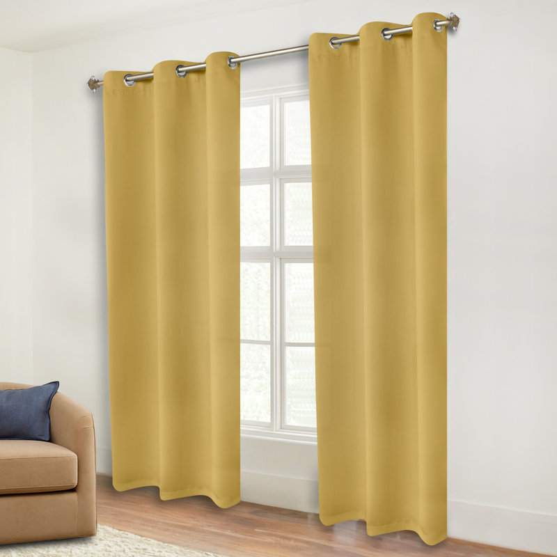 Paire de rideaux obscurcissant avec œillets Millendon, L 42 po x L 96 po, Jaune et moutarde