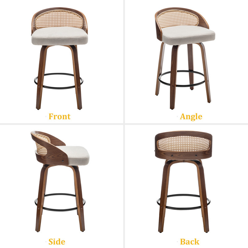 Drees Swivel Linen Fabric Counter Stool & Bar Stool, Beige, 26"