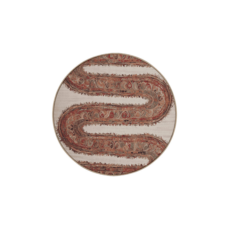 Tapis brun soyeux et moelleux, Rond 5 pi
