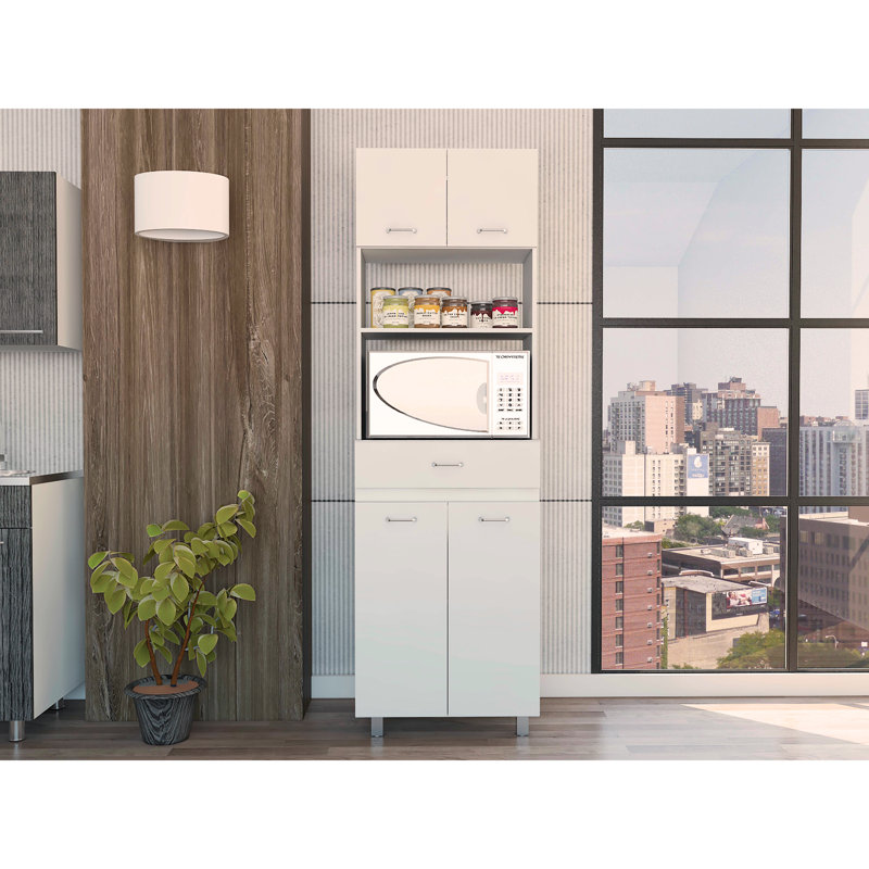 Pembrooke 2-Shelf 1-Drawer Microwave Pantry Cabinet , White