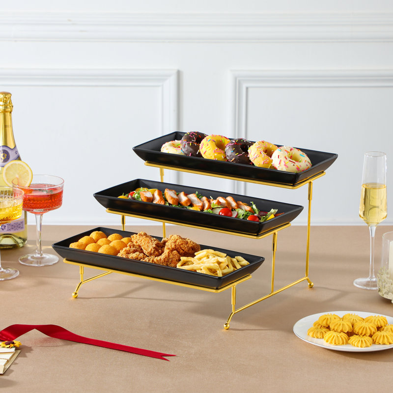 Tiered Stand, Gold/Black