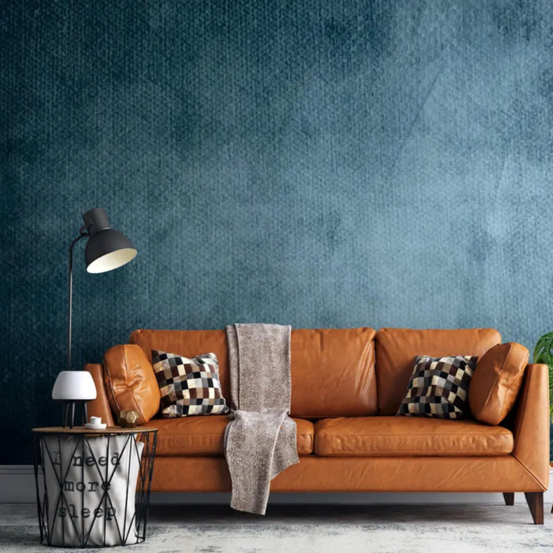 Murale abstraite sarcelle texturée, L 160 po x l 108 po