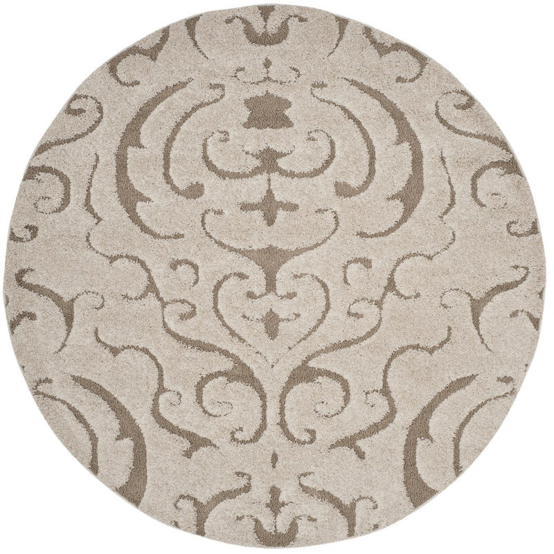 Elwin Shag Performance Damask Rug, Round 6'7"