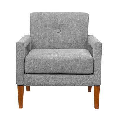 Fauteuil rembourré gris en chenille avec pieds en bois massif, ressorts ensachés, housse amovible, capacité de poids de 300 lb, assemblage moderne et contreplaqué facile, revêtement en noyer, installation simple