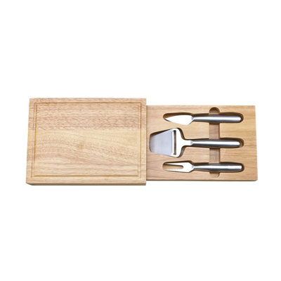 Rectangular Cheeseboard with 3 Metal Utensils Inside
