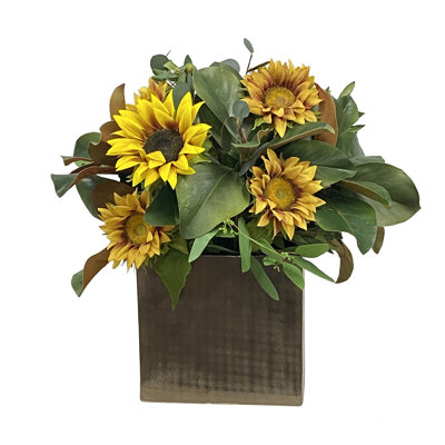 Faux Silk Sunflower Arrangement in Basket