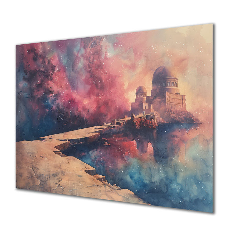 Rose, bleu, été, astral, observatoires I - Art mural, Sans cadre, métal, H 24 po x l 32 po