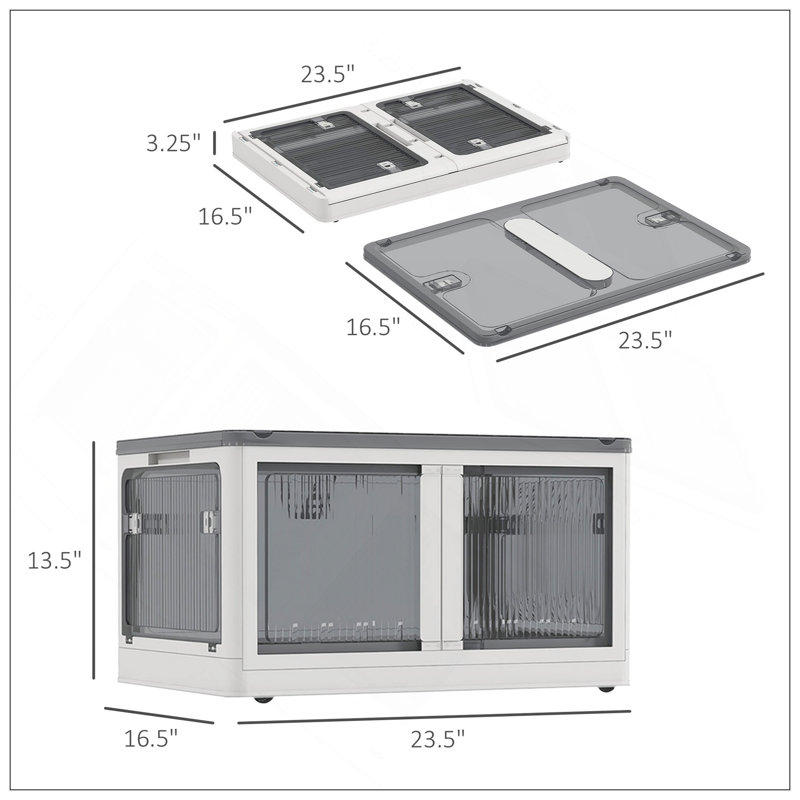 3 bacs de rangement empilables avec couvercles, roues, pliables, 18 gallons, Blanc