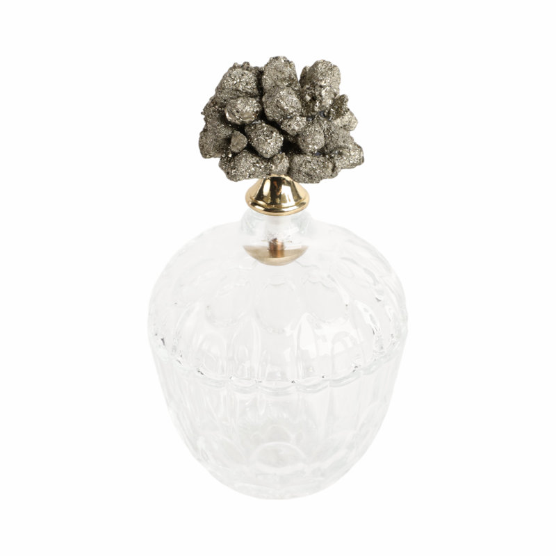 Mercer41 Stella Stone And Glass Jar, Clear/Frost, 7" H x 4" W x 4" D