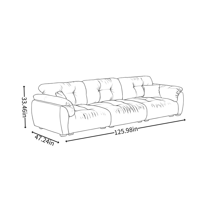 Canapé Mid-Century à dossier mobile, H 33,46 po x l 125,98 po x P 47,24 po, 4