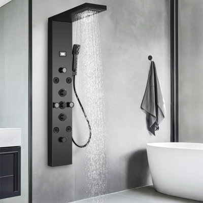 Système de panneau de douche à 8 jets avec pommeau de douche et baguette de douche