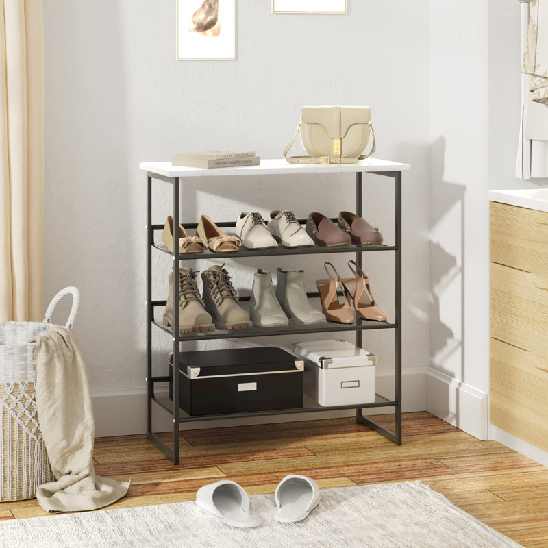 16 Pair Shoe Rack, White