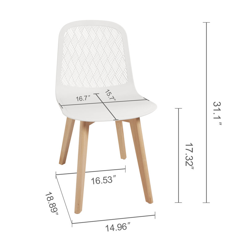 Chaise en PP moderne Mid-Century avec pieds en bois de hêtre, cuisine et salle à manger SH-C, Blanc