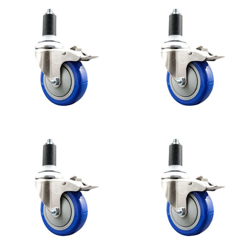 Jeu de roulettes extensibles en poly, Bleu, H 4 po x l 4 po