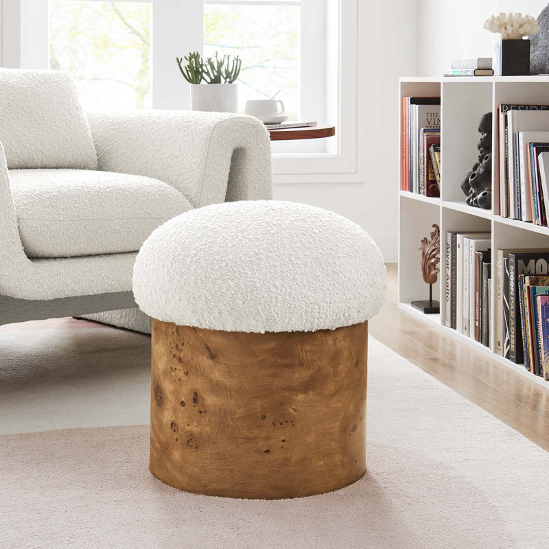 Modway Breeze Boucle Upholstered Ottoman In Ivory Burl