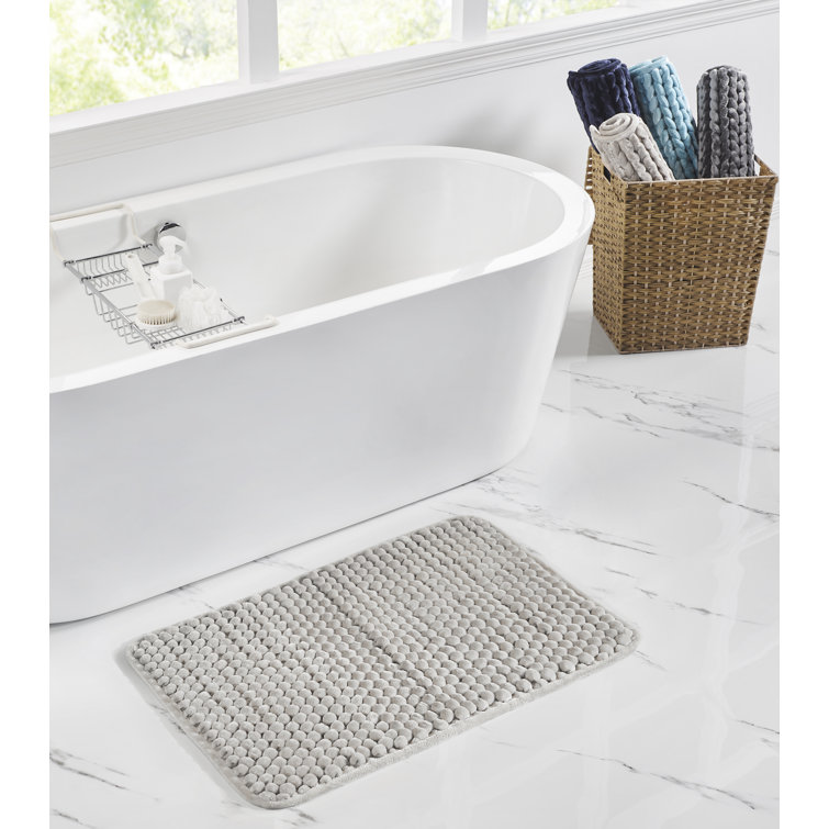 Leavenworth Polyester Anti-Skid Bath Mats, Hand Woven Luxury Rectangle Non Slip Bathroom Rugs Eider & Ivory Size: 17 x 24, Color: Sand