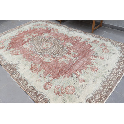 Antique Turkish Oushak Rug in Red - Oversized Oriental Style Vintage Floor Covering