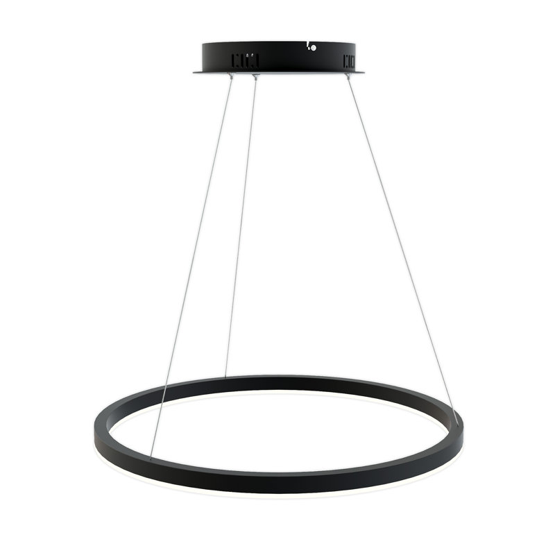 Torrington 1 - Light LED Geometric Pendant, 3.5cm H x 60cm W x 60cm D, Black