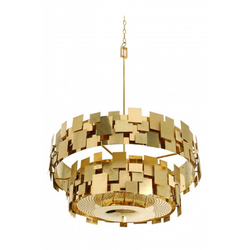 Lustre tambour Luca, Plaqué bronze, 59" Dia x 86" Height