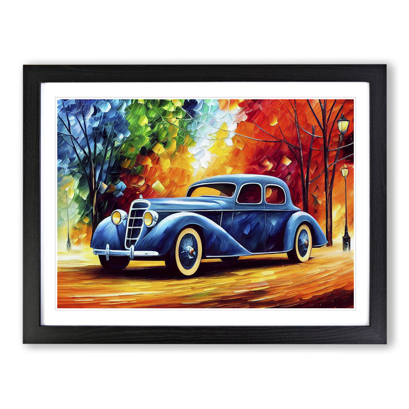 XH1022-6584X Painted Classic Car Vol.3 Abstract - Single Picture Frame Print, 46cm H x 64cm W, Black
