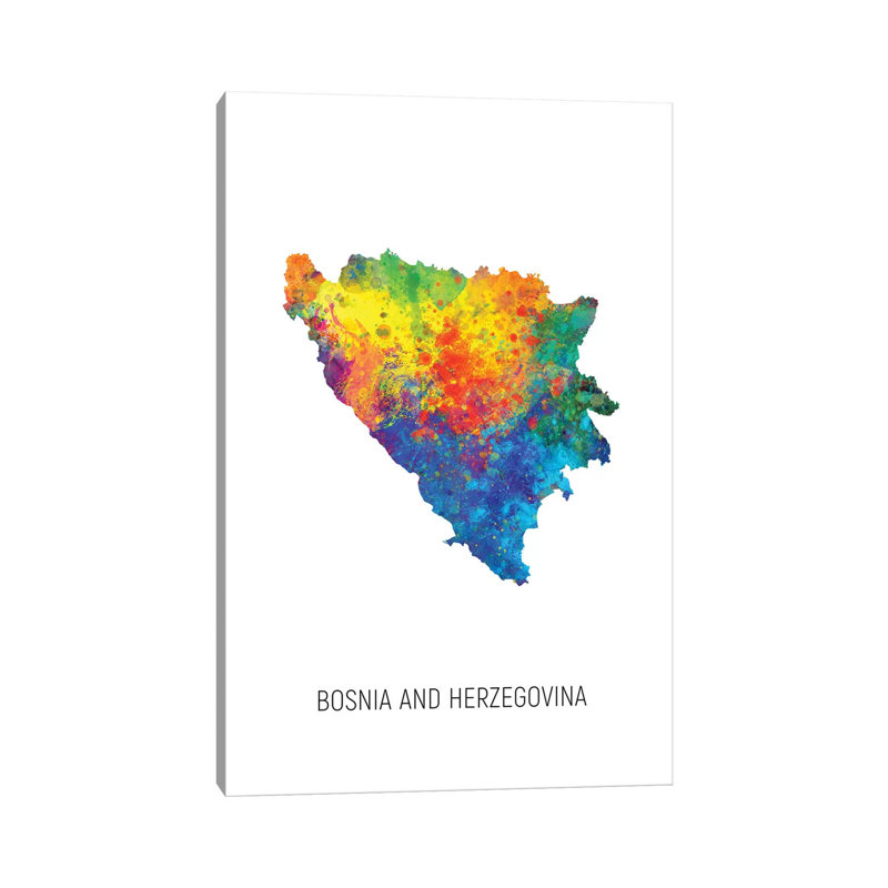 Carte de la Bosnie-Herzégovine par Michael Tompsett, impression sur toile tendue, H 18 po x l 12 po x P 1,5 po