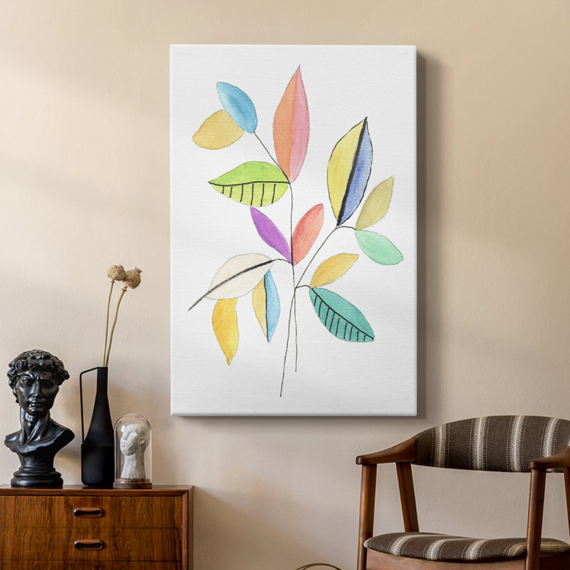 Colour Pop Leaves I -Custom Wrapped Gallery Cavas, 27" H x 18" W