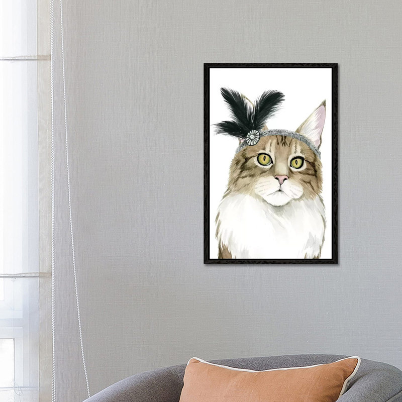 Downton Cat IV by Grace Popp - Gallery-Wrapped Canvas Giclée on Canvas, 66.04 cm H x 45.72 cm W, Black Floater Frame