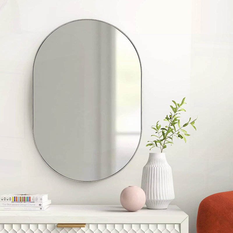 Miroir d'appoint mural Nehan, Argent argent, 42" x 42"