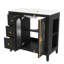 Meuble-lavabo de 36 po avec lavabo en céramique, armoire de rangement de salle de bain avec 3 tiroirs, 2 portes et 2 tablettes latérales ouvertes-121085798