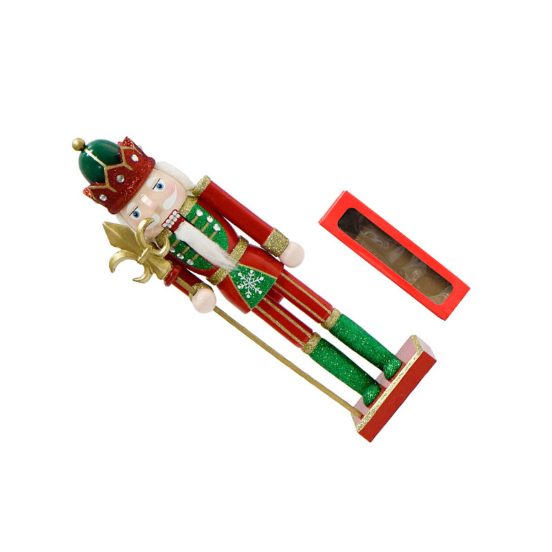 Figurine de Noël casse-noisette 12 pouces en bois scintillant pour décorations de Noël type 2