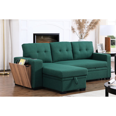 Canapé d'angle multifonctionnel 3 places, convertible et avec rangements, revêtu de lin doux au toucher, finitions capitonnées, idéal pour les coins, garni de mousse, 234 cm de large, 135 cm de profondeur, 88 cm de hauteur, 90 kg