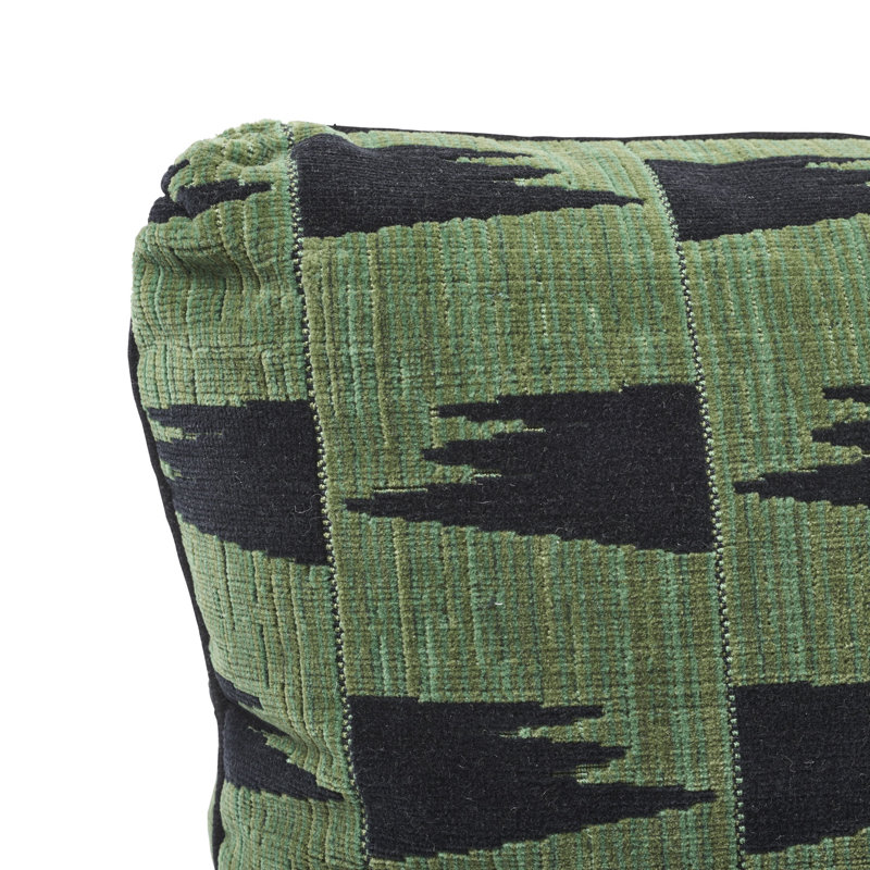 Schumacher x David Kaihoi Tutsi Pillow, Black/Green, 12" x 20"