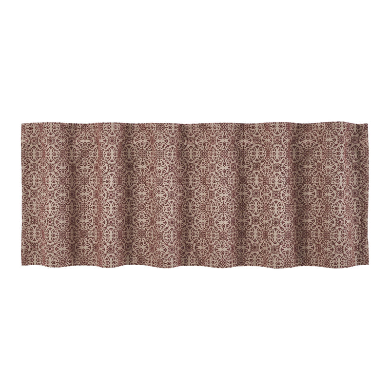   Custom House Geometric Tailored 60'' W Window Valance, Tan/Red