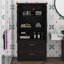 Armoire de rangement pour salle de bain, unité de rangement pour salle de bain, armoire autoportante avec 2 portes et 2 tiroirs, et tablette réglable-226424161
