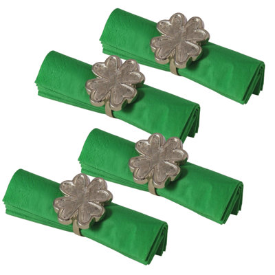 4-Piece Lucky Flower Clover Napkin Ring Set