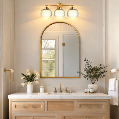 Éclairage pour salle de bain 3 lumières à double couche en forme de nuage en verre doré