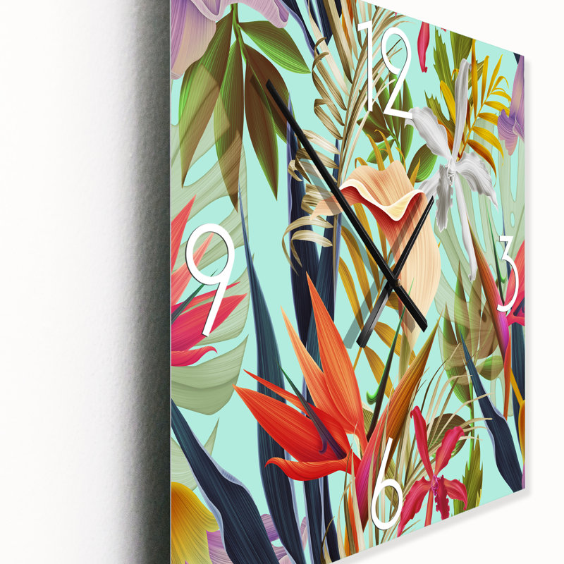 Horloge murale fleurs tropicales rétro II, Moyen
