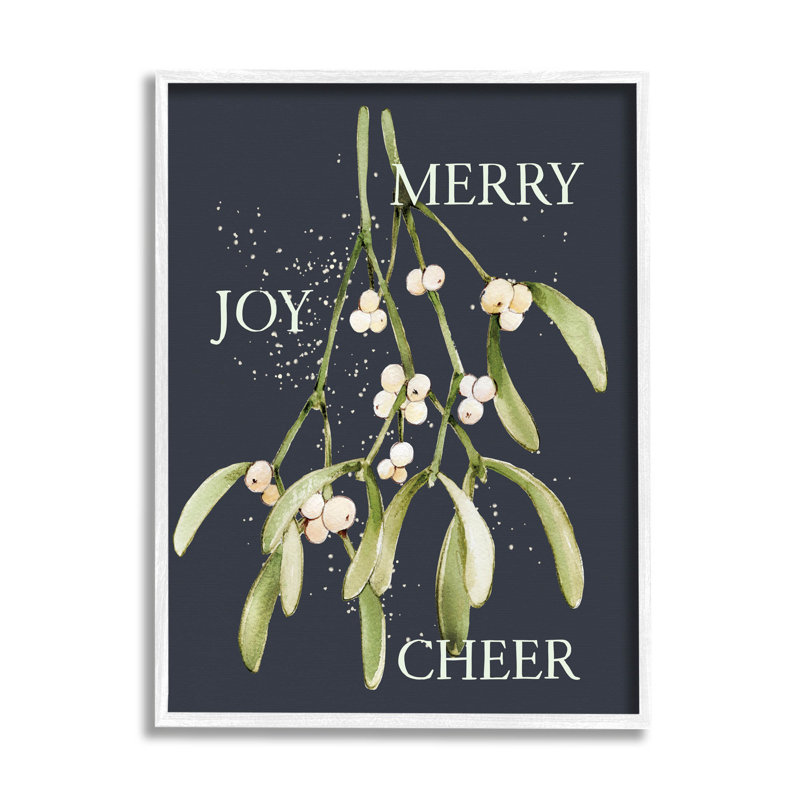 Merry Joy Cheer Holly at-161, H 30 po x l 24 po x P 1,5 po, Giclée encadrée blanc bord de mer