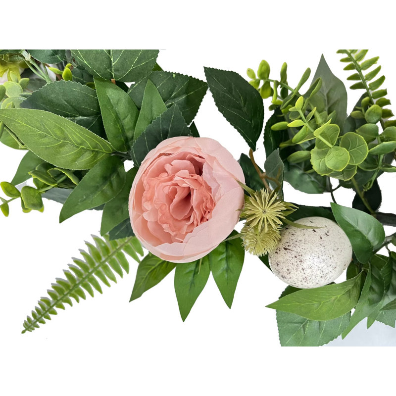 Kbndieu Easter Garland Spring Vine with Easter Eggs Flowers Hanging Rustic Spring Easter Garland String for Home Mantle Fireplace Indoor Decor