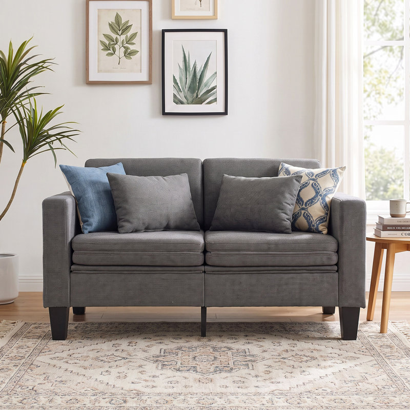 Heron 58.5" Upholstered Sleeper Sofa, Gray
