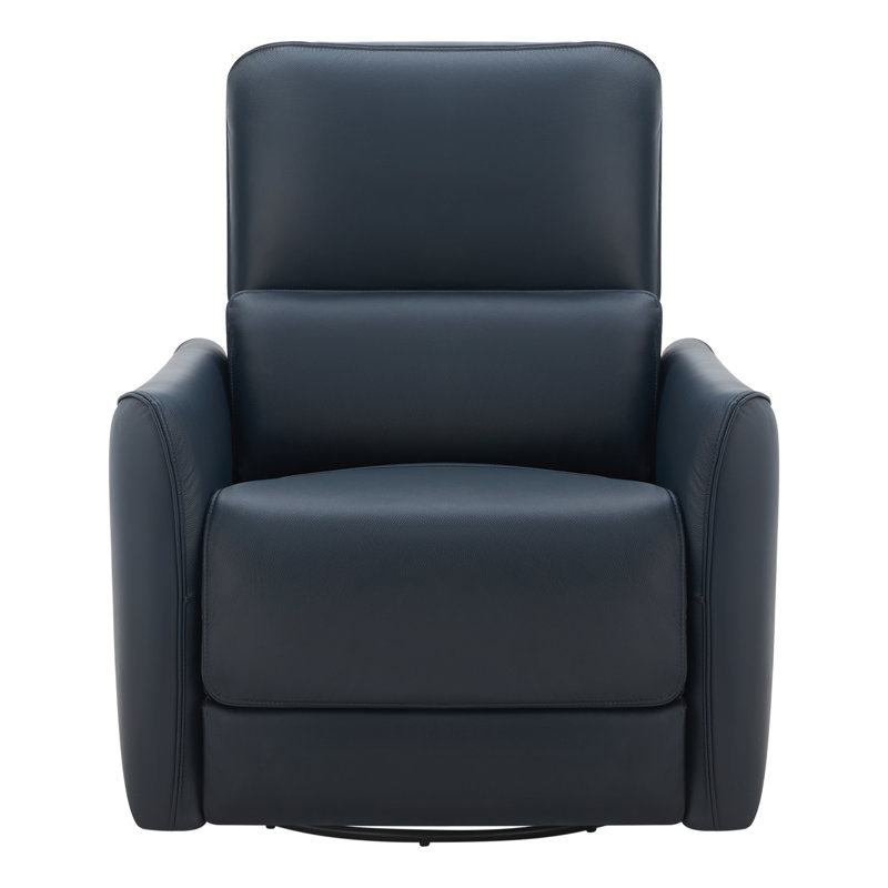 Nikolas Santo Genuine Leather Swivel Power Recliner(Set of 2), Midnight