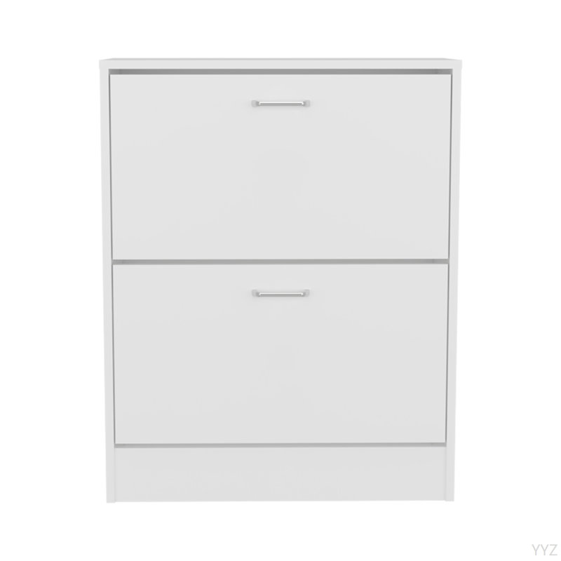 Étagère à chaussures à deux portes avec tablettes réglables, rangement moderne, Blanc