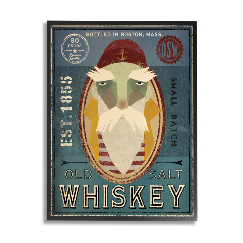 «Whiskey Bottling Sign», art mural texturé giclée par Ryan Fowler, Giclée encadrée noir minuit, H 14 po x l 11 po x P 1,5 po