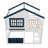 Full Size Loft Bunk Bed with Bookshelf & House Design, Pine Wood Safety Rail Bed for Kids,White & Blue-319979749-319979748