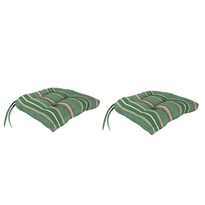17" x 18" Bryan Walnut Leaves Tufted Outdoor Wicker Seat Cushion with Ties (Set of 2)