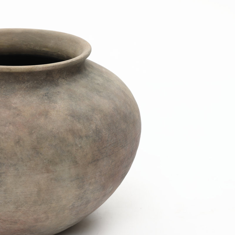 Round Terraccotta Table Vase, 7.87" H x 10.43" W x 10.43" D