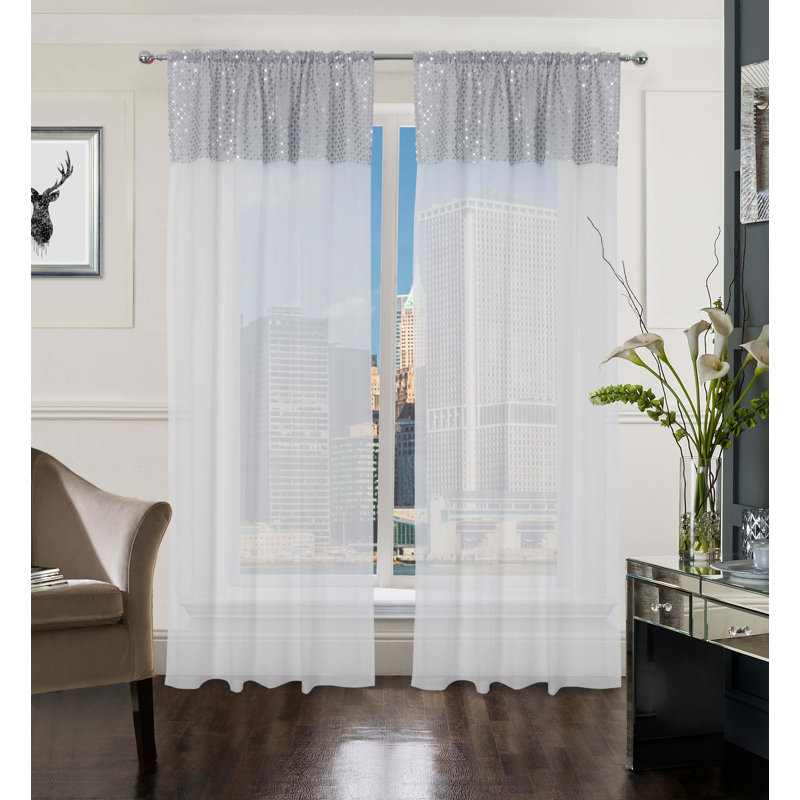 Athema Slot Top Sheer Curtain Pair, Width 142 x Drop 137 cm, Silver