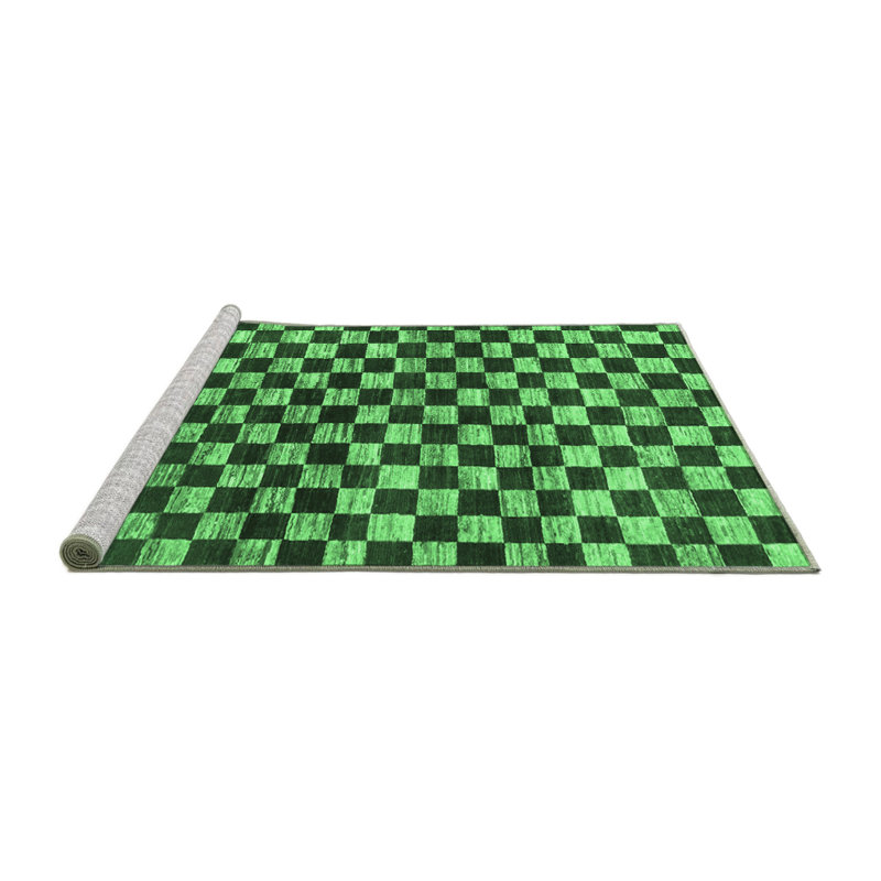 Abstract 817 Emerald Green Machine Washable Area Rugs, Rectangle 2' x 4'