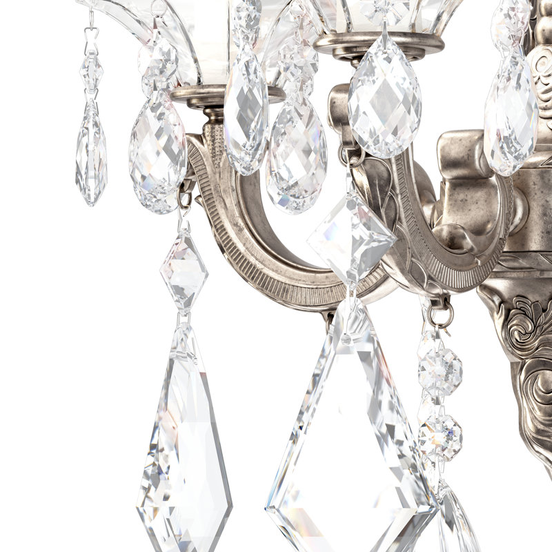 La Scala Candle Wall Light, Antique Silver, Handcut Clear